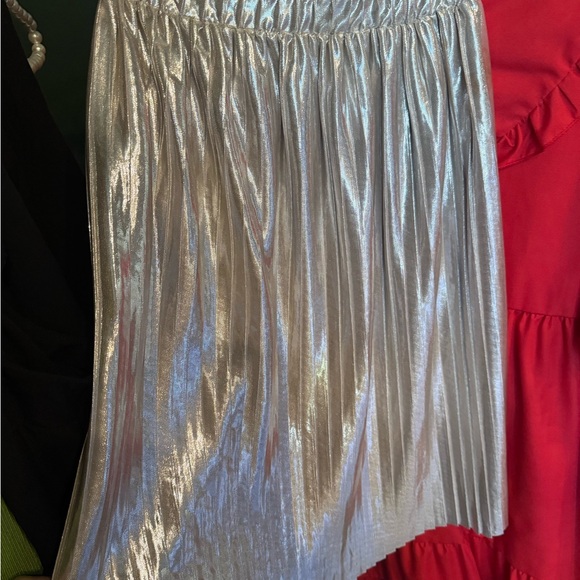 Zara Metallic Silver Pleated Skirt - Picture 2 of 3